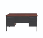 Alera 60"W Double Pedestal Desk, Mocha/Black (ALEHSD6030BM)