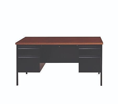 Alera 60"W Double Pedestal Desk, Mocha/Black (ALEHSD6030BM)
