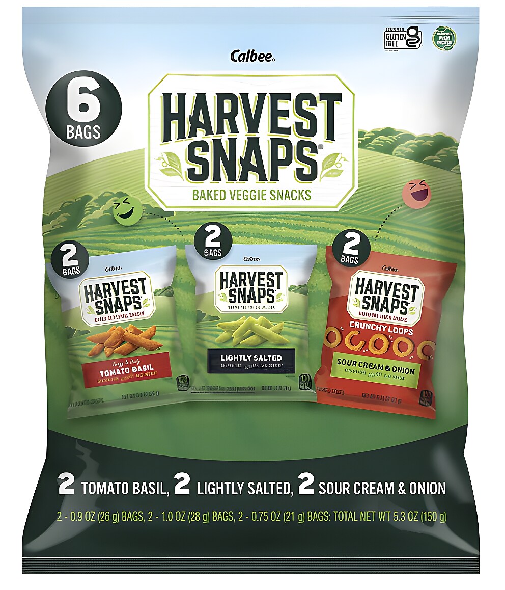 Harvest Snaps Baked Veggie Snacks Gluten Free Variety Pack, 6 Bags/Pack (01000)