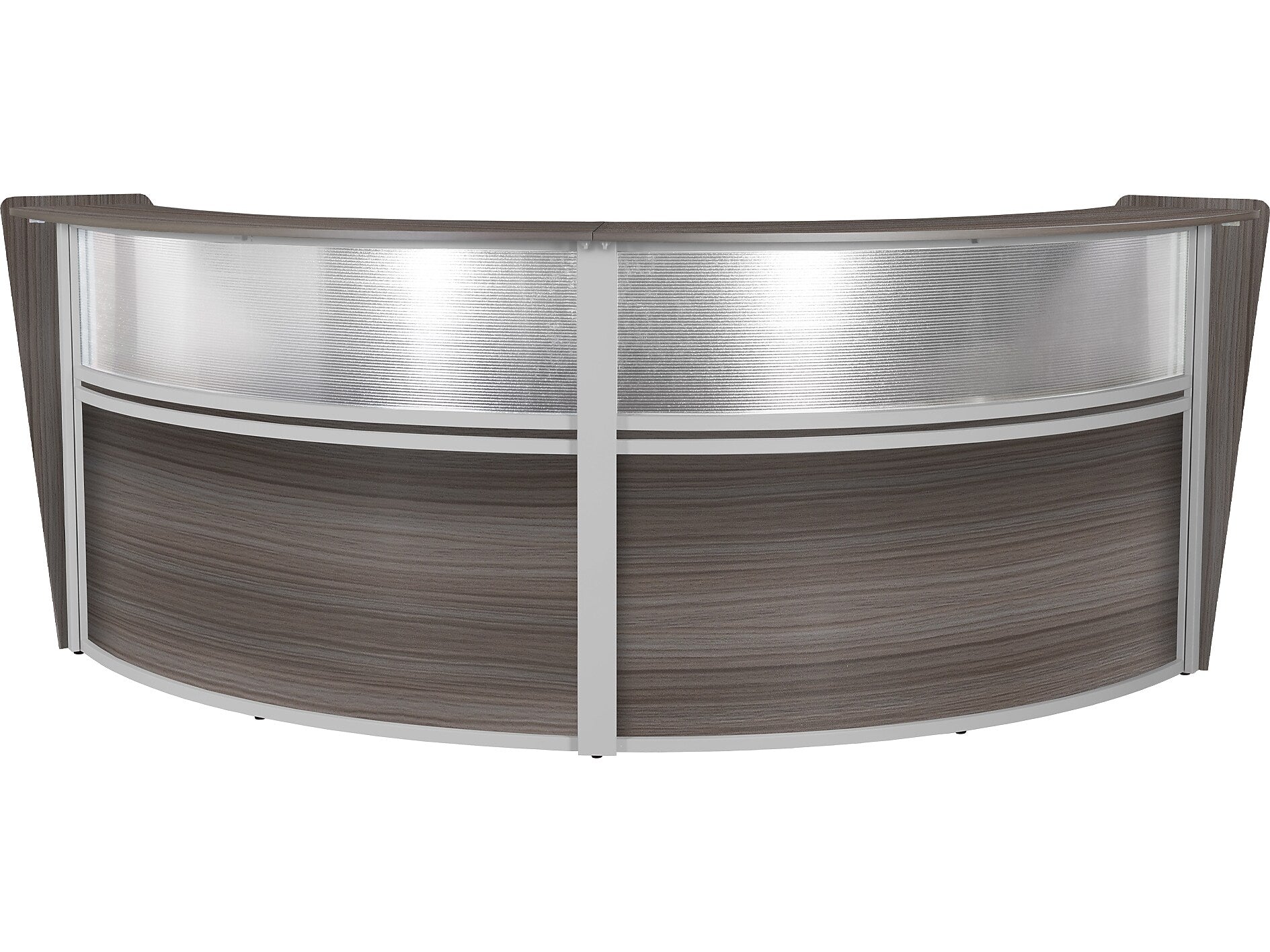 Regency Marque 124.5"W Curved Reception Desk Workstation, Driftwood Gray (77312GY)