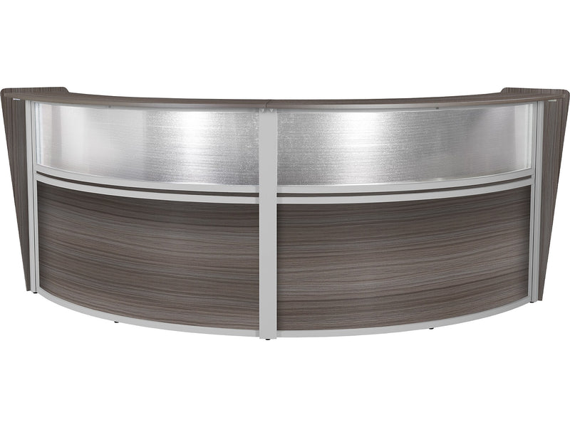 Regency Marque 124.5"W Curved Reception Desk Workstation, Driftwood Gray (77312GY)