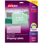 Avery Sure Feed Inkjet Shipping Labels, 2" x 4", Clear, 10 Labels/Sheet, 100 Labels/Pack (18663)