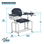 Viva Comfort Adjustable Bariatric Phlebotomy Blood Drawing Chair, 500 lbs. Capacity, Black (ADI997-01D-BLK-MK)