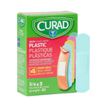 Curad  3" x  3/4" Plastic Adhesive Bandages, Neon, 50 Bandages/Box, 24 Boxes/Case (NON256131)