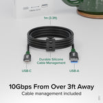 Plugable 3.3' USB-C to USB-A Cable, Black (USBC-A1M)