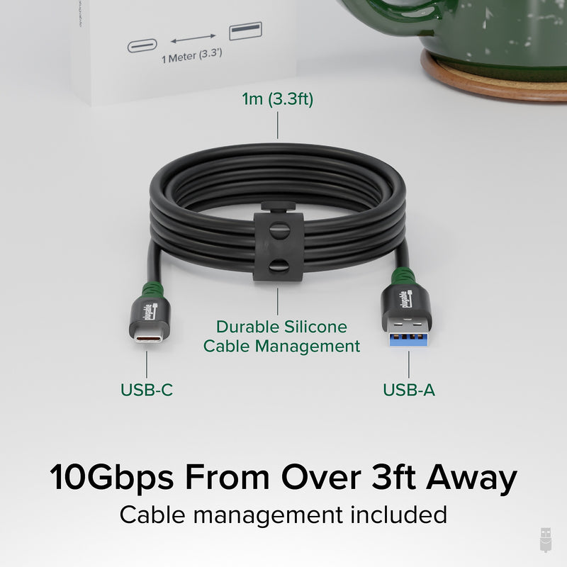 Plugable 3.3' USB-C to USB-A Cable, Black (USBC-A1M)