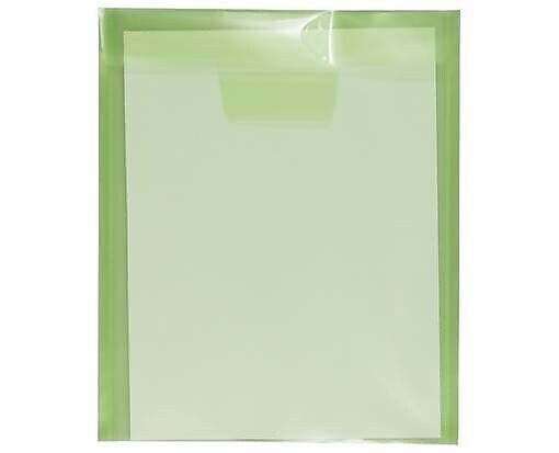 JAM PAPER Plastic Envelopes with Tuck Flap Closure, Letter Open End, 9 7/8 x 11 3/4, Lime Green, 12/Pack (15438965A)