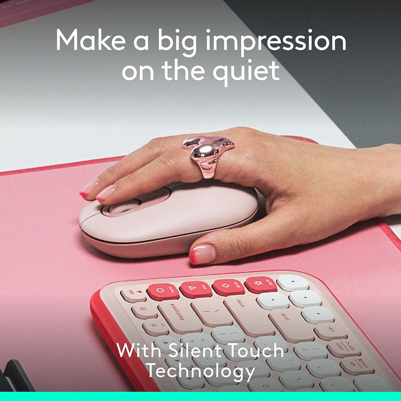 Logitech POP Wireless Ambidextrous Optical Mouse, Rose (910-007409)