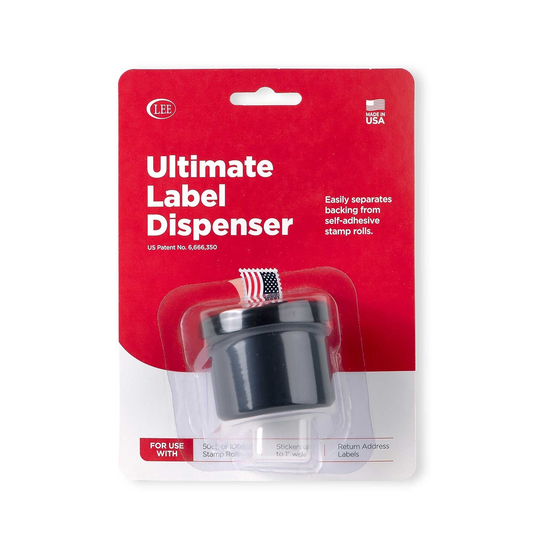 Lee Ultimate Stamp Dispenser, 2" Dia. x 1.68", Plastic, Black (LEE40100)
