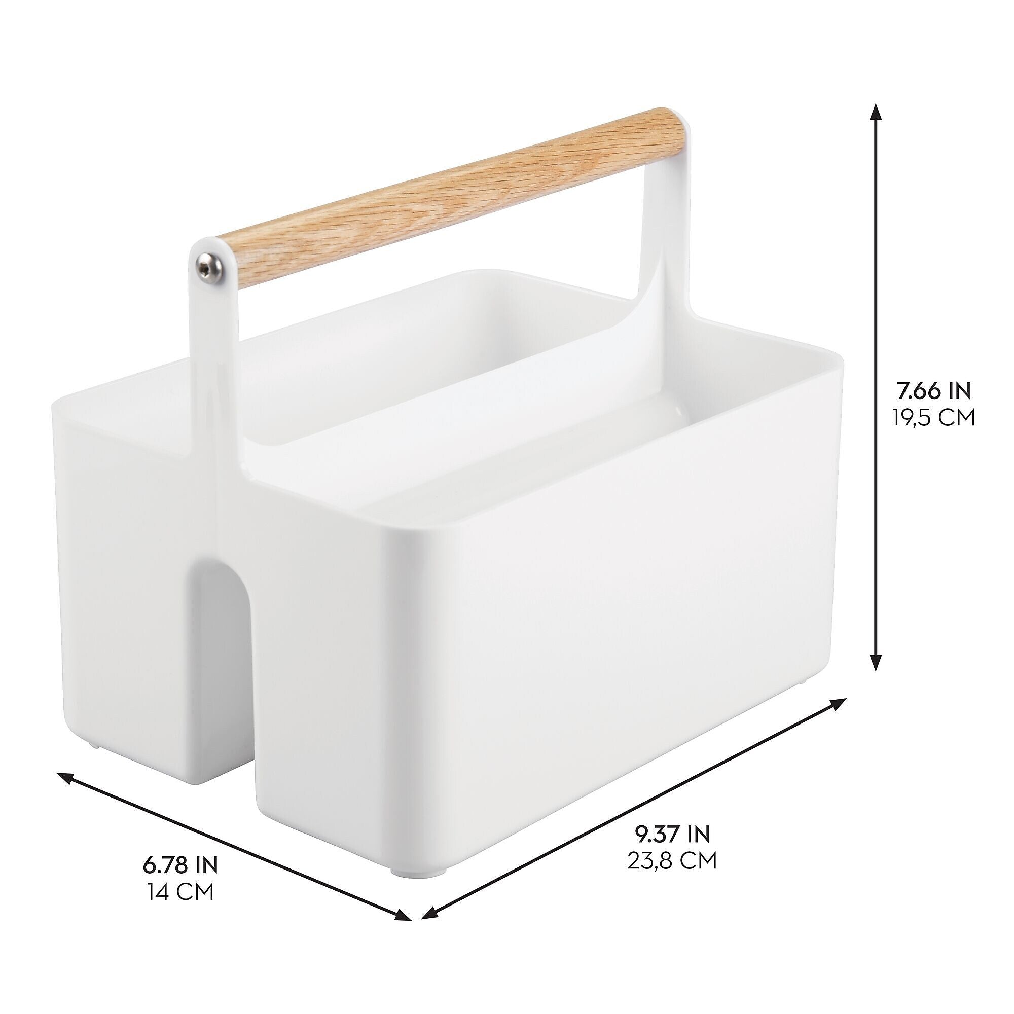 mDesign 2-Compartment Plastic Desk Organizer, White/Natural (25718RW)