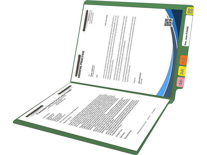 Medical Arts Press Reinforced End Tab File Folder, Straight Cut, Letter-Size, Green, 50/Box (S-01502-GRN)