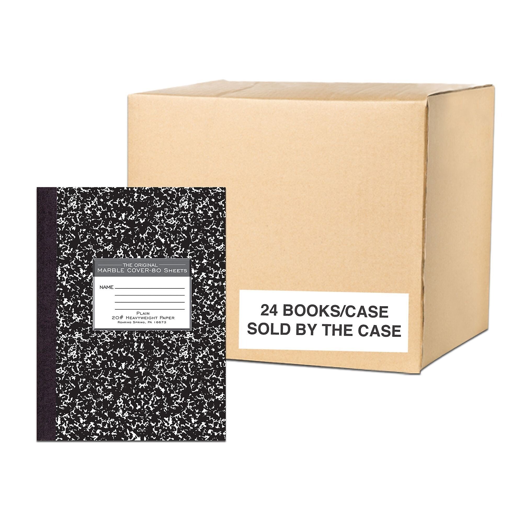 Roaring Spring Paper Products Signature Composition Notebooks, 7.88" x 10.25", 80 Sheets, Black, 24/Case (77479CS)