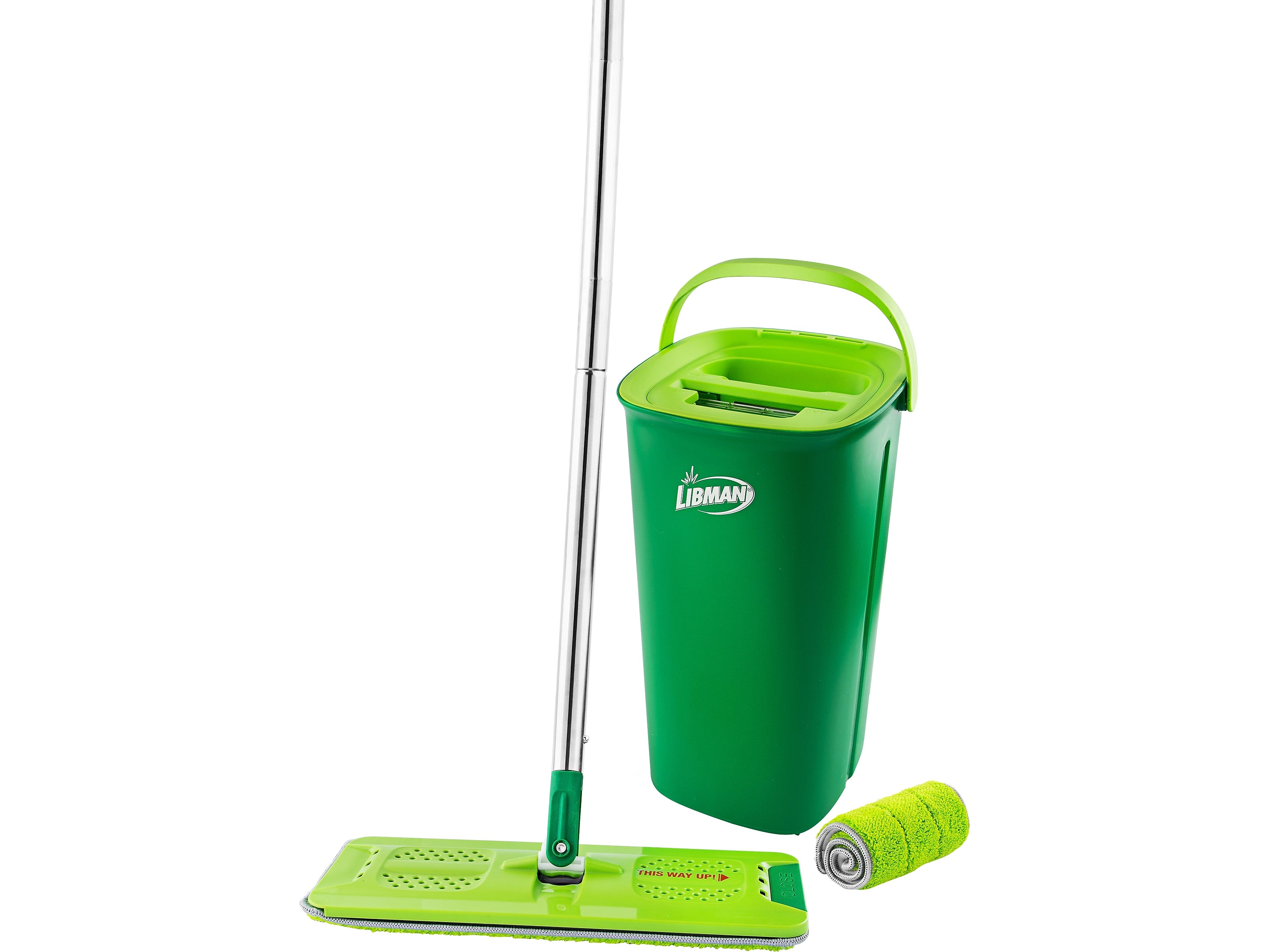 Libman Rinse 'n Wring Microfiber Butterfly Mop & Bucket Kit, Green, /Set (1516001)