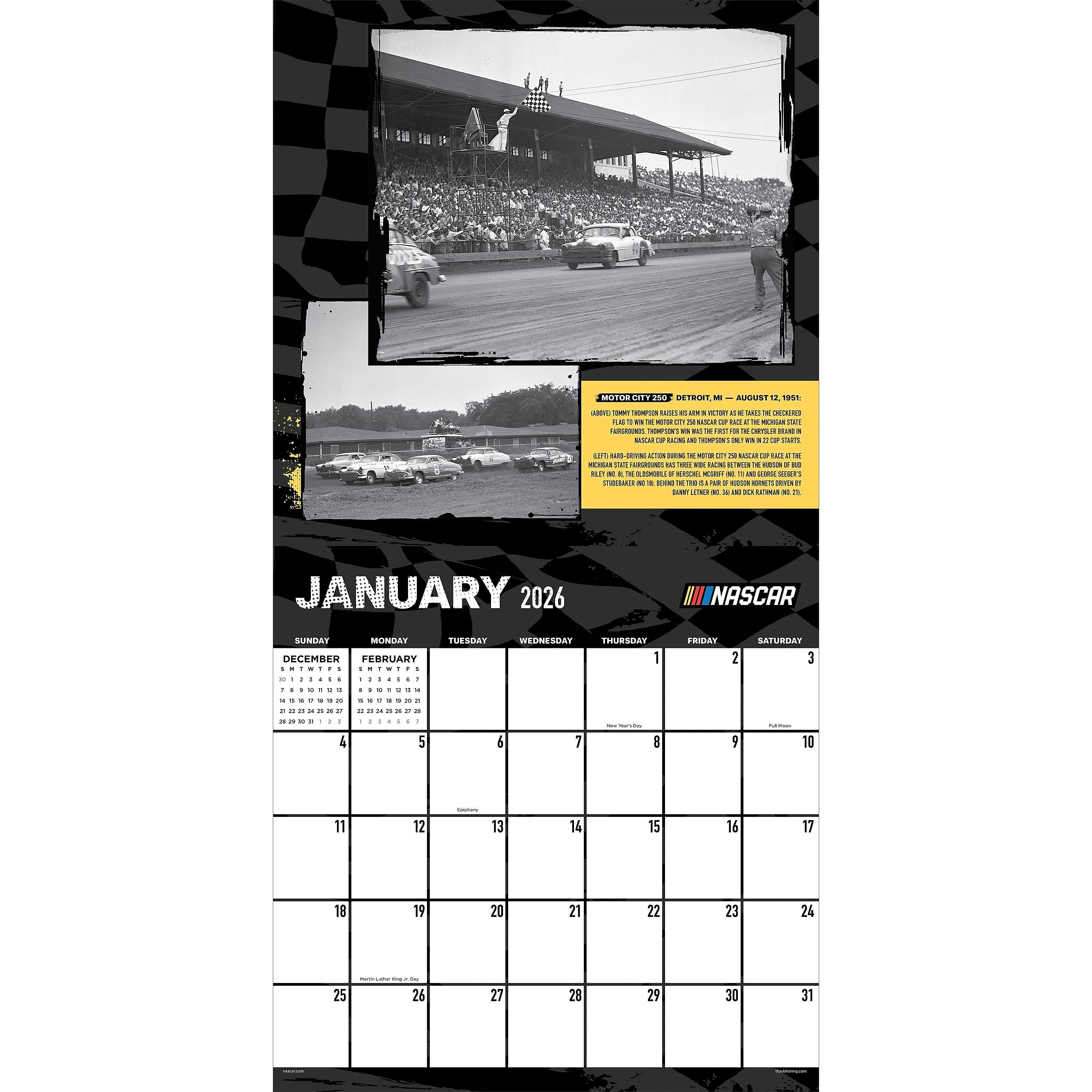 2026 TF Publishing Nascar Best Races 12" x 12" Monthly Wall Calendar, Multi (26-1018)