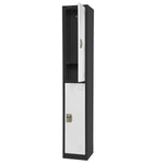 AdirOffice 72'' 2-Tier Black and White Storage Locker (ADI629-202-B-W)