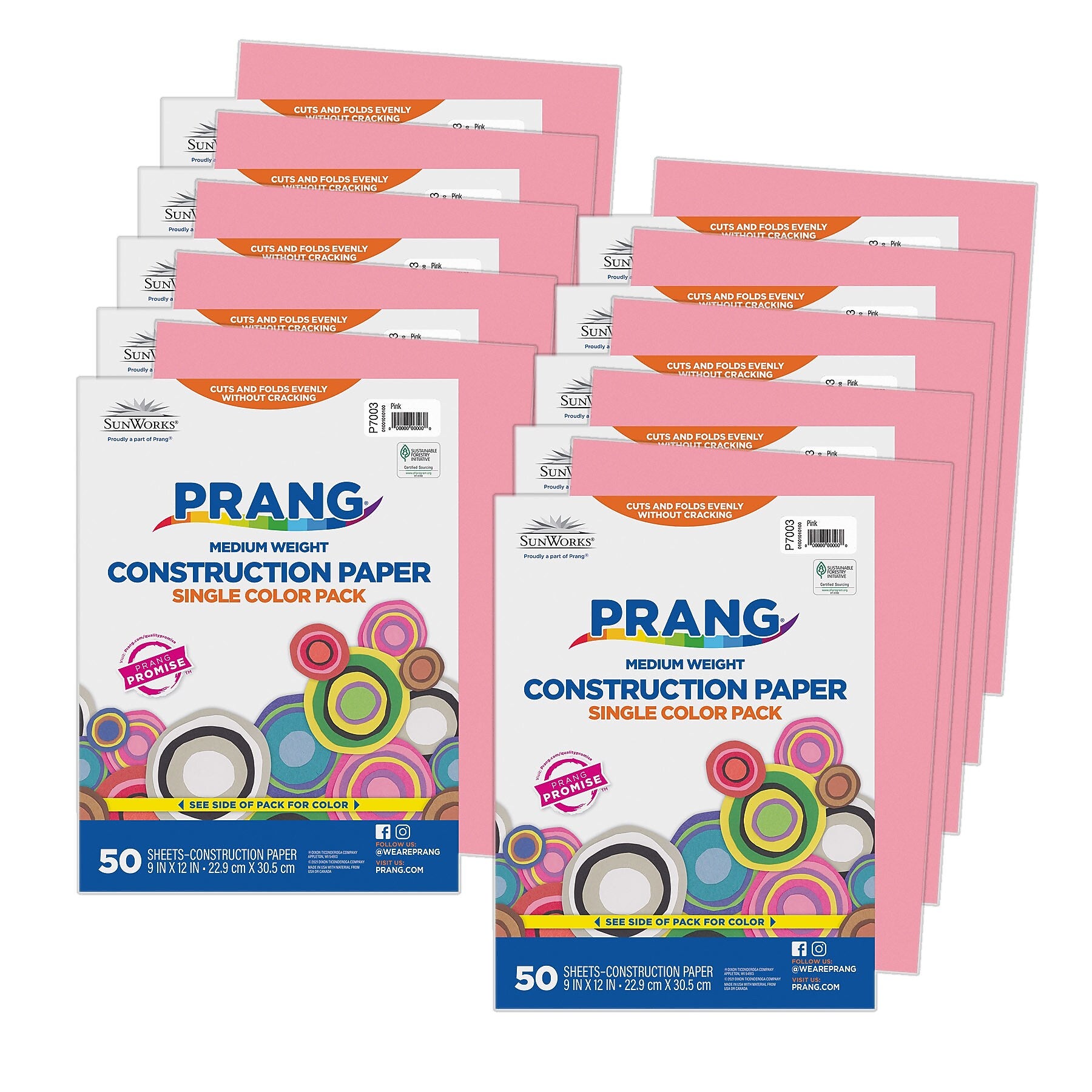 Prang 9" x 12" Construction Paper, Pink, 50 Sheets/Pack, 10 Packs/Bundle (PAC7003-10)
