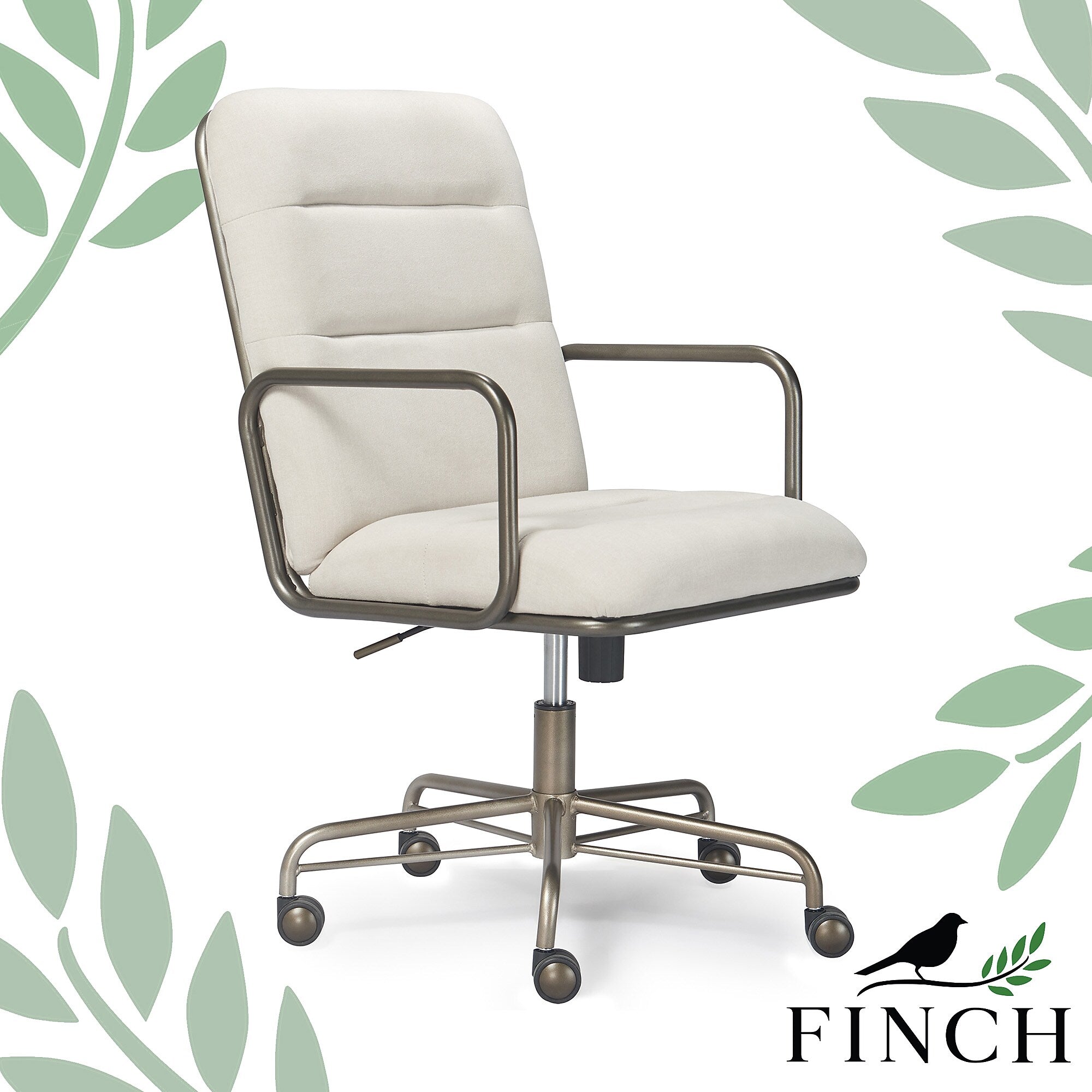 Finch Franklin Bonded Leather Computer and Desk Chair, Cream White (CHR10060D)