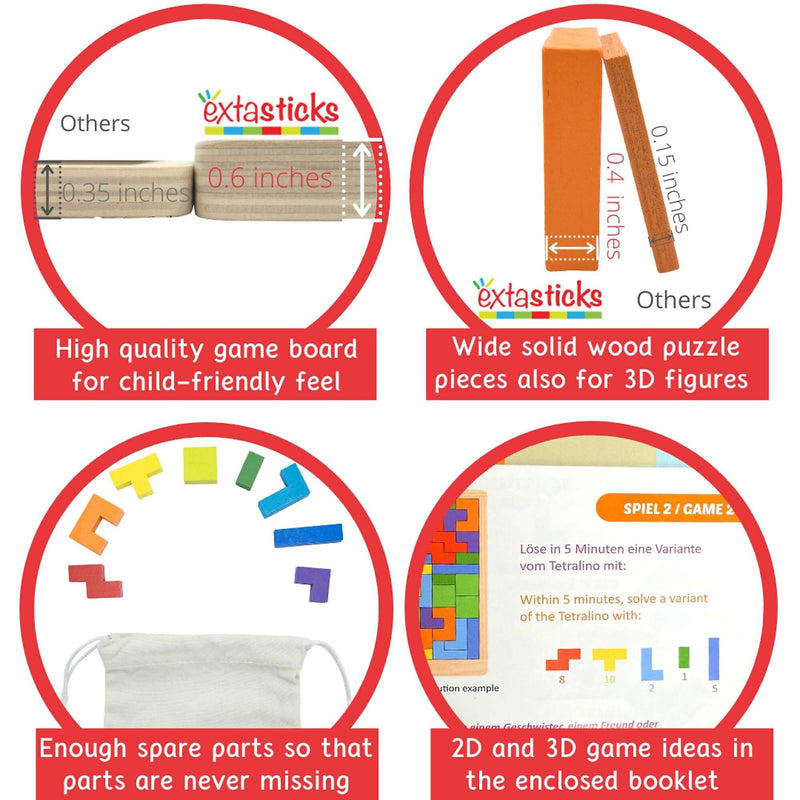 Extasticks Tetralino Double Premium Wooden Puzzle, 92/Set (EXAE3302)