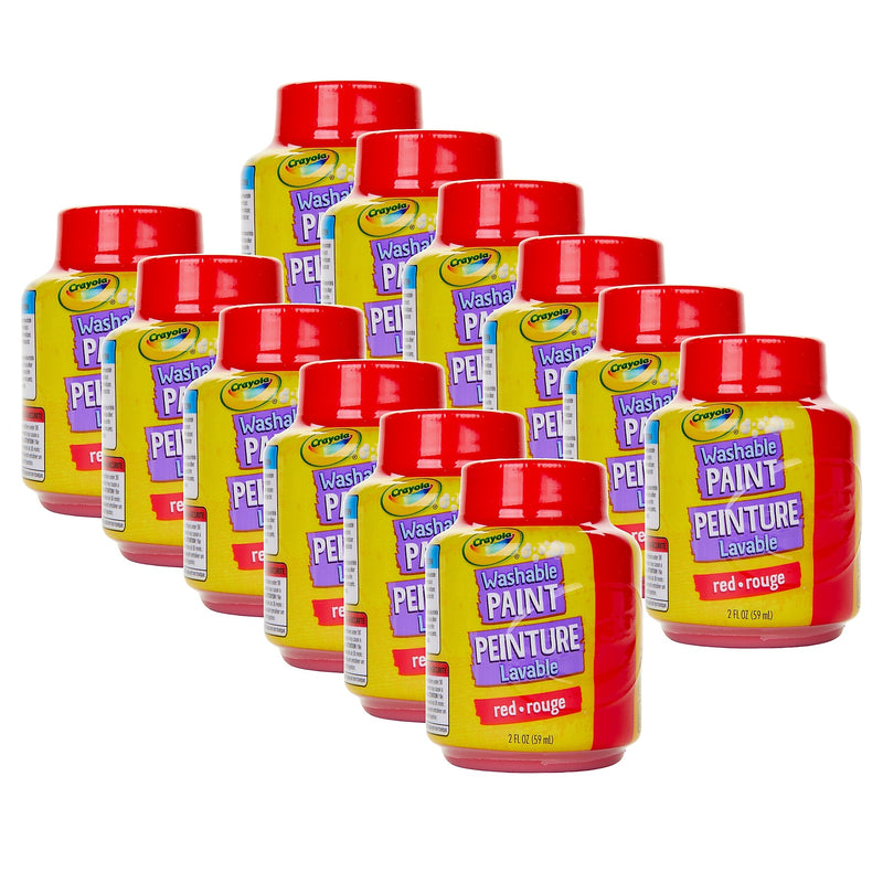 Crayola Washable Kid's Paint, Red, 2 oz., 12/Bundle (BIN542838-12)