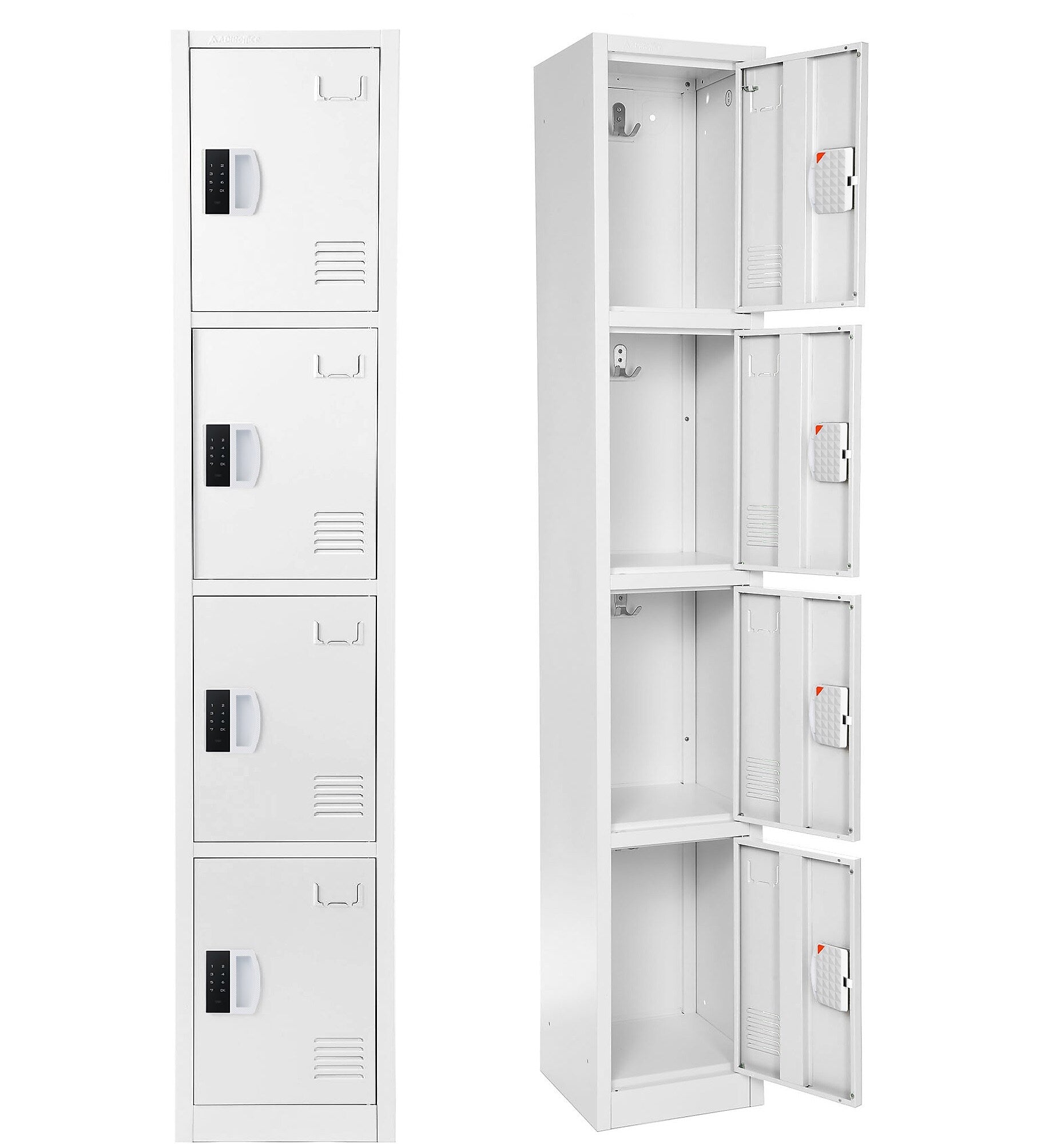 AdirOffice 72"H 4-Tier White Storage Locker (ADI629-204-WHI-DL)