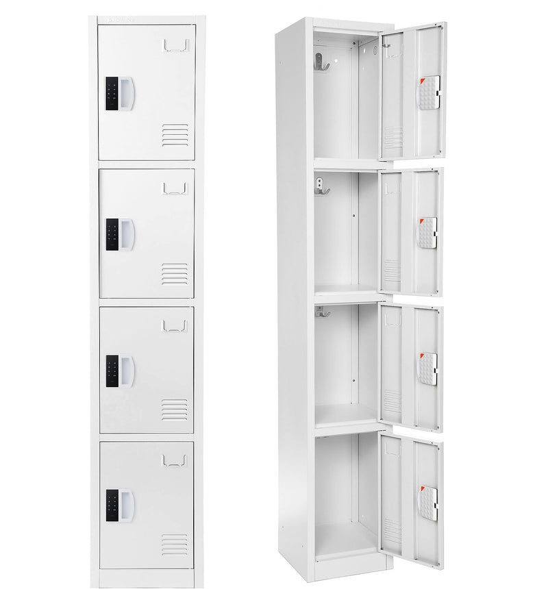 AdirOffice 72"H 4-Tier White Storage Locker (ADI629-204-WHI-DL)