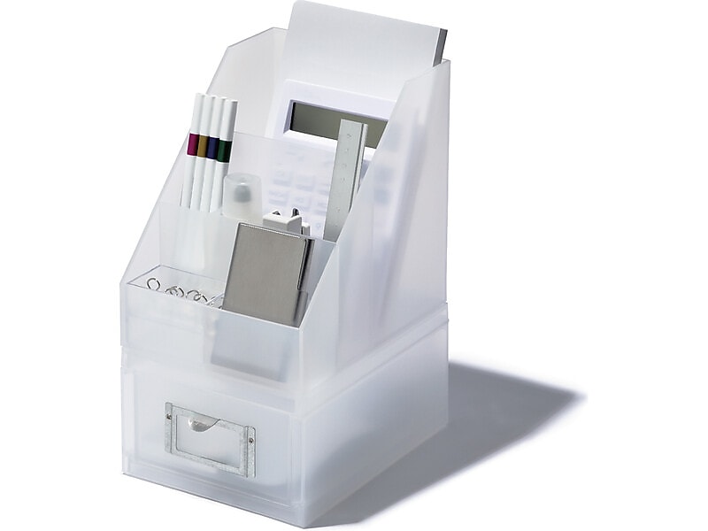 LIKE-IT Stackable Mini Desktop Organizer Assortment, Translucent White, 2 Pieces (MX9208_16)