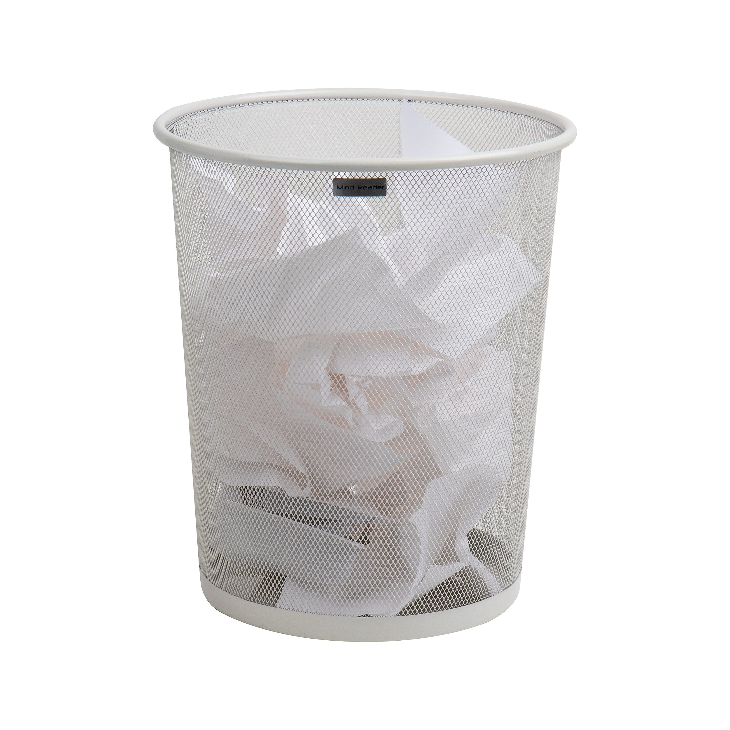 Mind Reader Metal Mesh Trash Can Without Lid, 4.4 Gallon, White (1CIRGA-WHT)