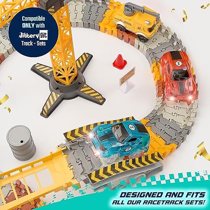 JitteryGit XTRA 2 RACERS Cars for Race Track & Glow In The Dark Trax, Red/Blue (000860009329522)