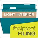 Pendaflex Recycled Hanging File Folders, 1/5 Tab, Letter Size, Teal, 25/Box (81614)