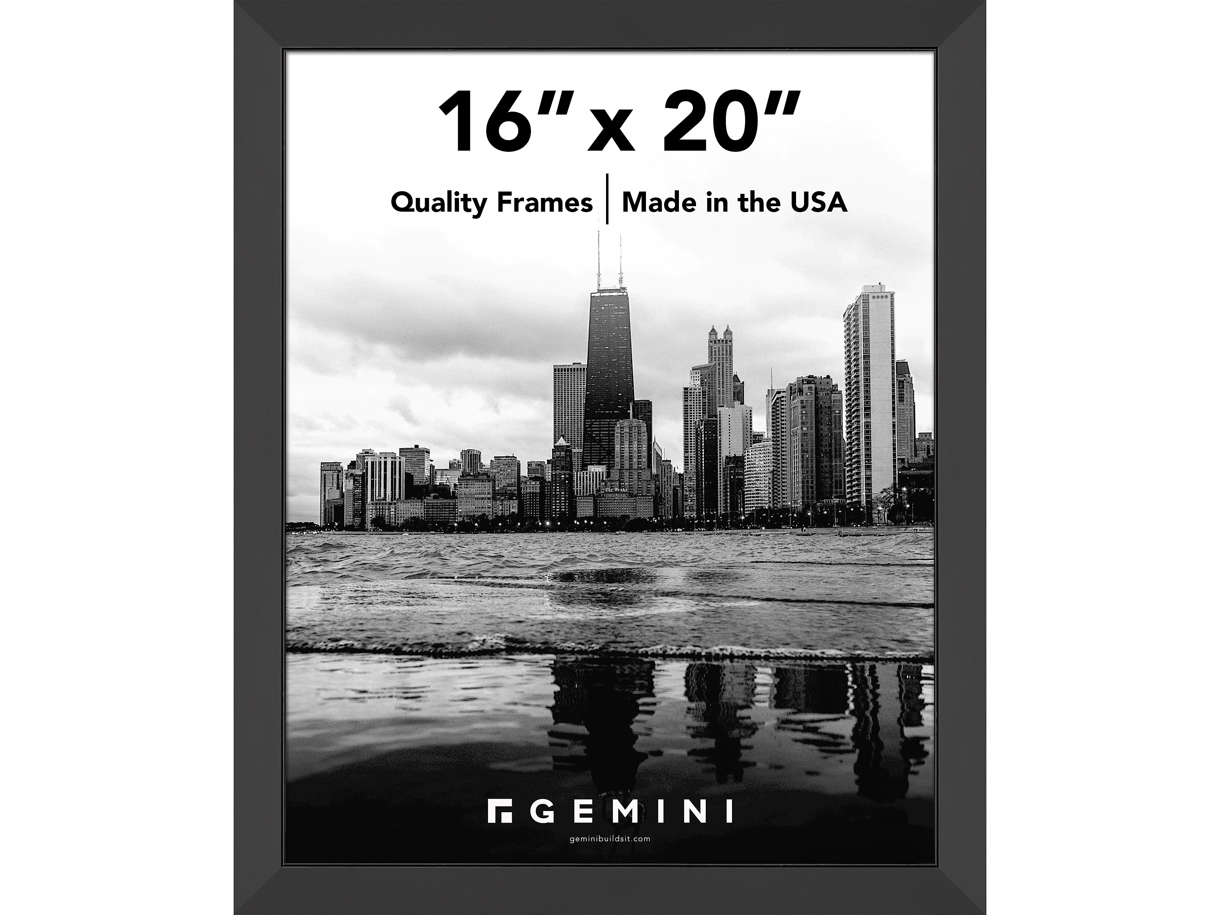 Gemini 16" x 20" Wood Picture Frame, Matte Black (GBLACK 10)