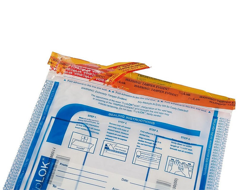 TripLok Series G Tamper-Evident Deposit Bags, Clear, 50/Pack (585056)