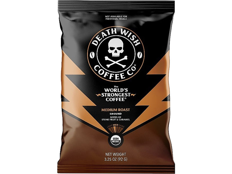 Death Wish Coffee Co. Coffee Frac Pack, Medium Roast, 3.25 oz., 25/Carton (PGMDRS325)