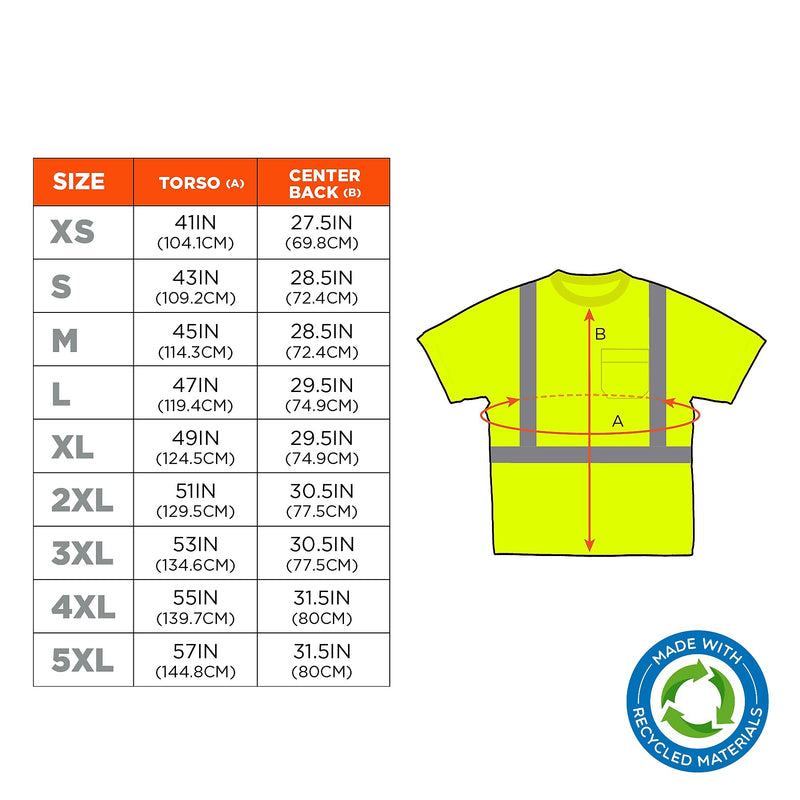 GloWear 8289-ECO High Visibility Short Sleeve T-Shirt, ANSI Type R Class 2, Lime, 2X, (21536)