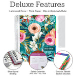 2025-2026 Global Printed Products Deluxe Teal Floral 8.5" x 11" Academic Weekly & Monthly Teacher Planner, Plastic Cover