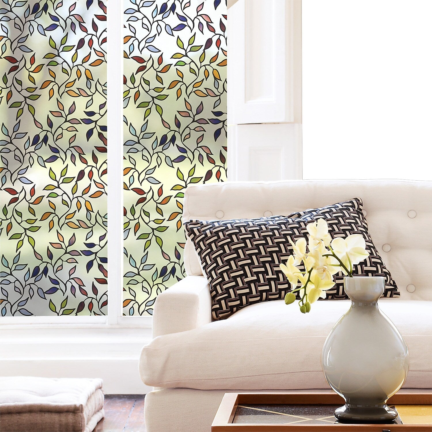 York Wallcoverings Stained Glass Leaves Window Film (WFM3905SLG)