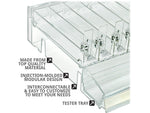 Azar 3.5" x 12" Pegboard 8-Compartment Cosmetic Tray with Tester Tray, Clear, 2/Pack (225840-TESTER-8COMP-2PK)