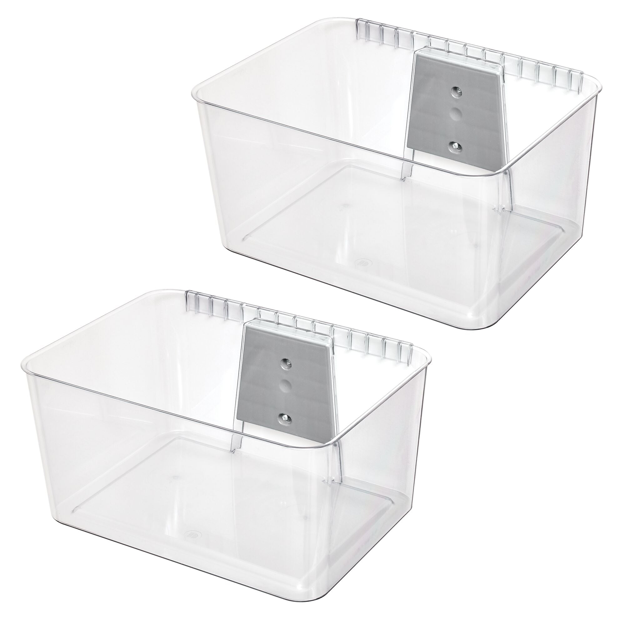 iDESIGN Wall Mounted Large Stackable Plastic Storage Bin, 8" x 15"x 12.5", Clear, 2/Pack (29170M2)