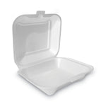Foam Hinged Lid Container, 7.81" x 3.38" x 8.75", White, 200/Pack (PST12018)