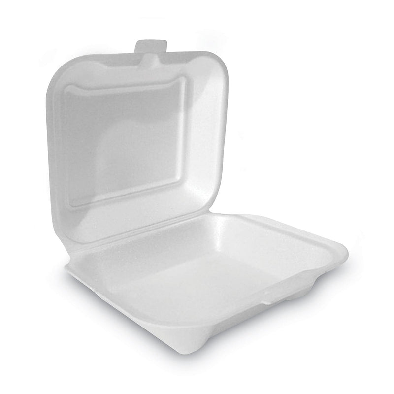 Foam Hinged Lid Container, 7.81" x 3.38" x 8.75", White, 200/Pack (PST12018)