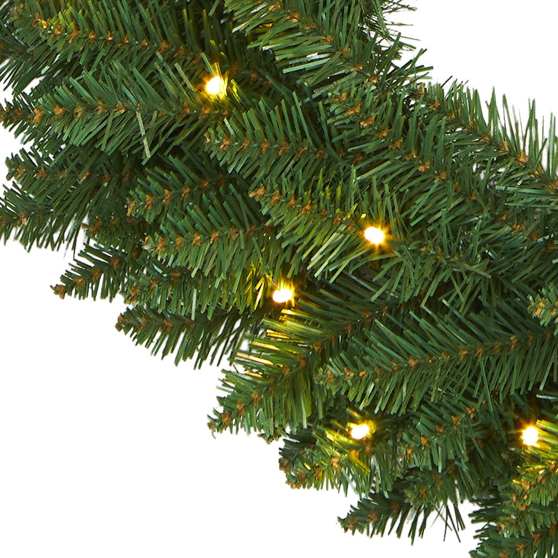 Nearly Natural 24-in Green Pine Artificial Christmas Wreath with 35 Clear LED Lights (W1110)