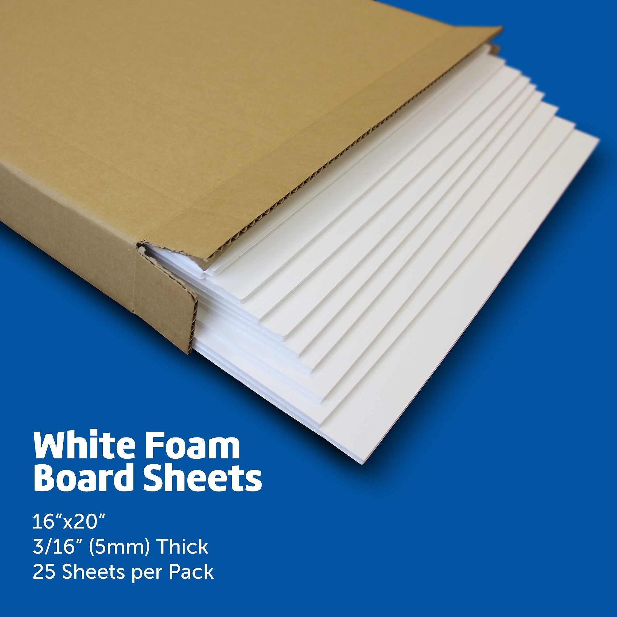 Flipside Foam Board, 16" x 20", White, 25/Pack (16200-25)