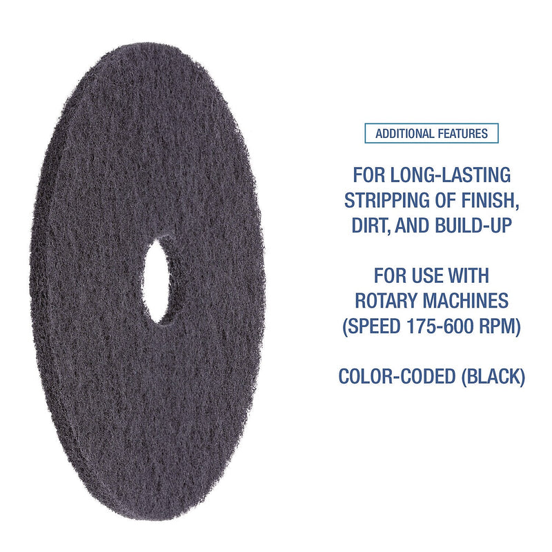 Boardwalk 12" Stripper Floor Pad, Black, 5/Carton (BWK4012BLA)