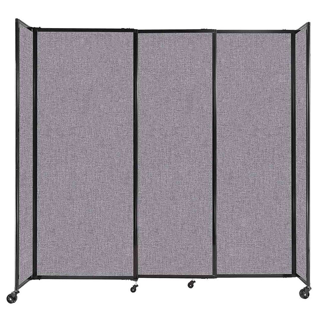 Versare ShieldWall Folding Mobile Room Divider, 82"H x 86"W, Cloud Gray Fabric (DS1911008-1)