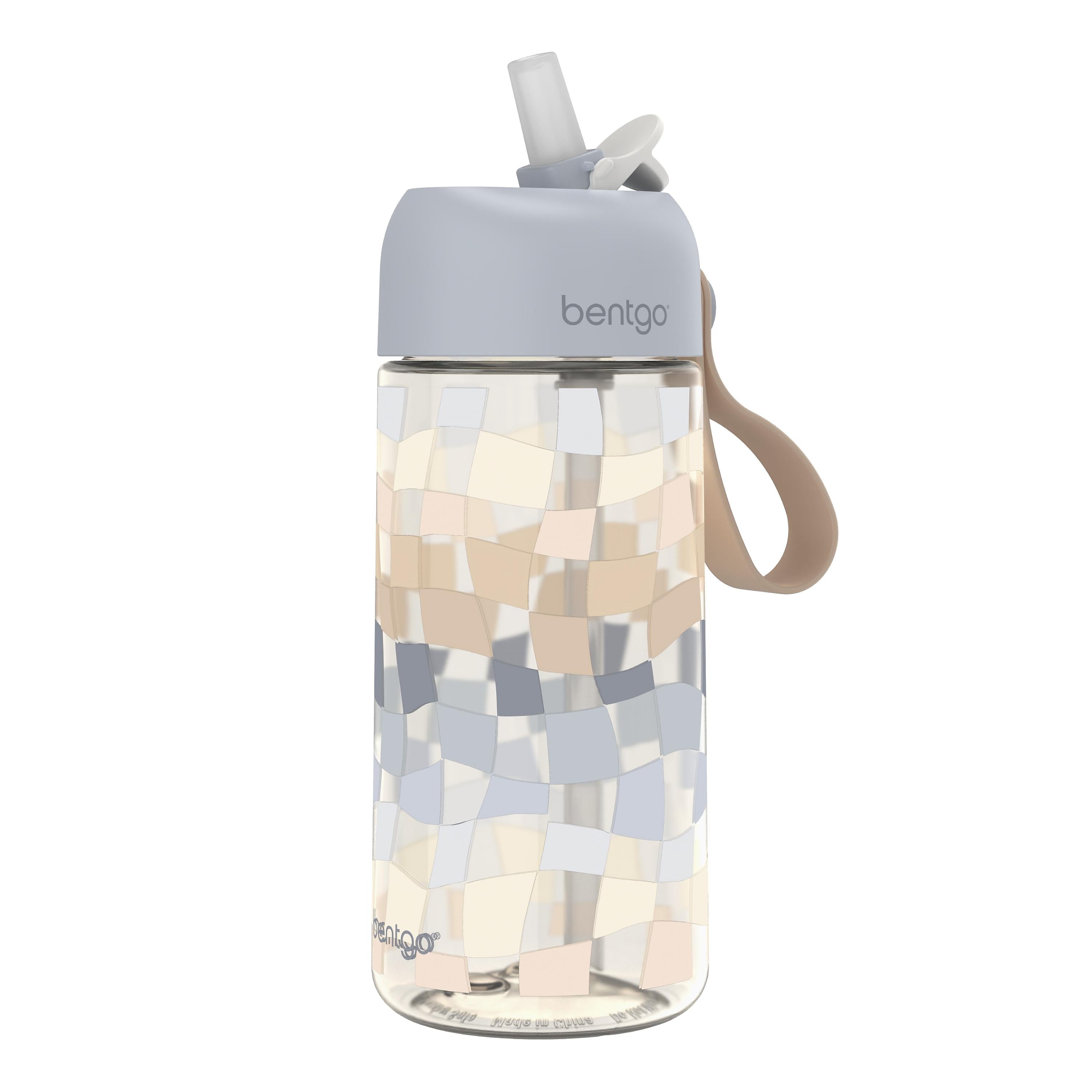 bentgo Whimsy & Wonder Plastic Water Bottle, 15 oz., Checker Gradient (BGKDWB1-CHK)