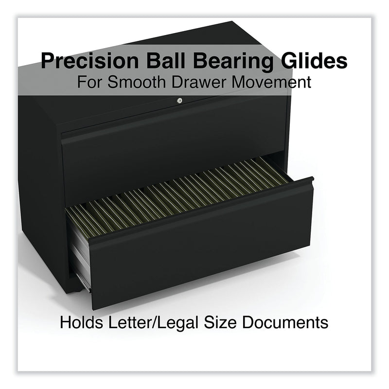 Alera® Lateral File, 2 Legal/Letter-Size File Drawers, Black, 36" x 18.63" x 28"