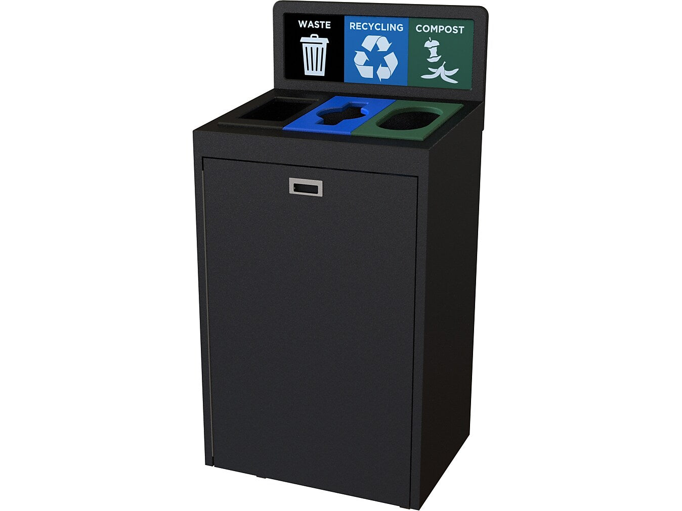 CleanRiver TIM Plastic Three-Stream Recycling Station, 36 Gallon, Black (TIM36-3-WRC-BK)