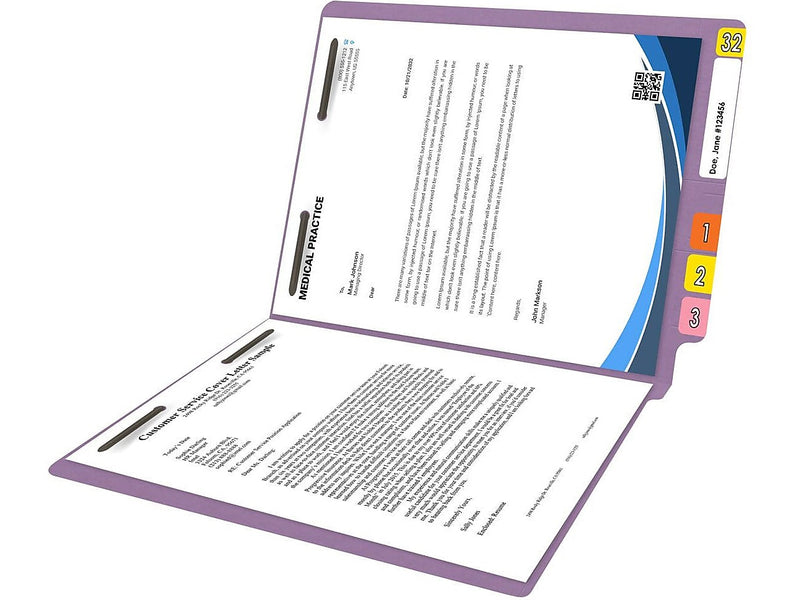 Medical Arts Press Reinforced End Tab File Folder, Straight Cut, Letter-Size, Lavender, 50/Box (S-01602-LAV)