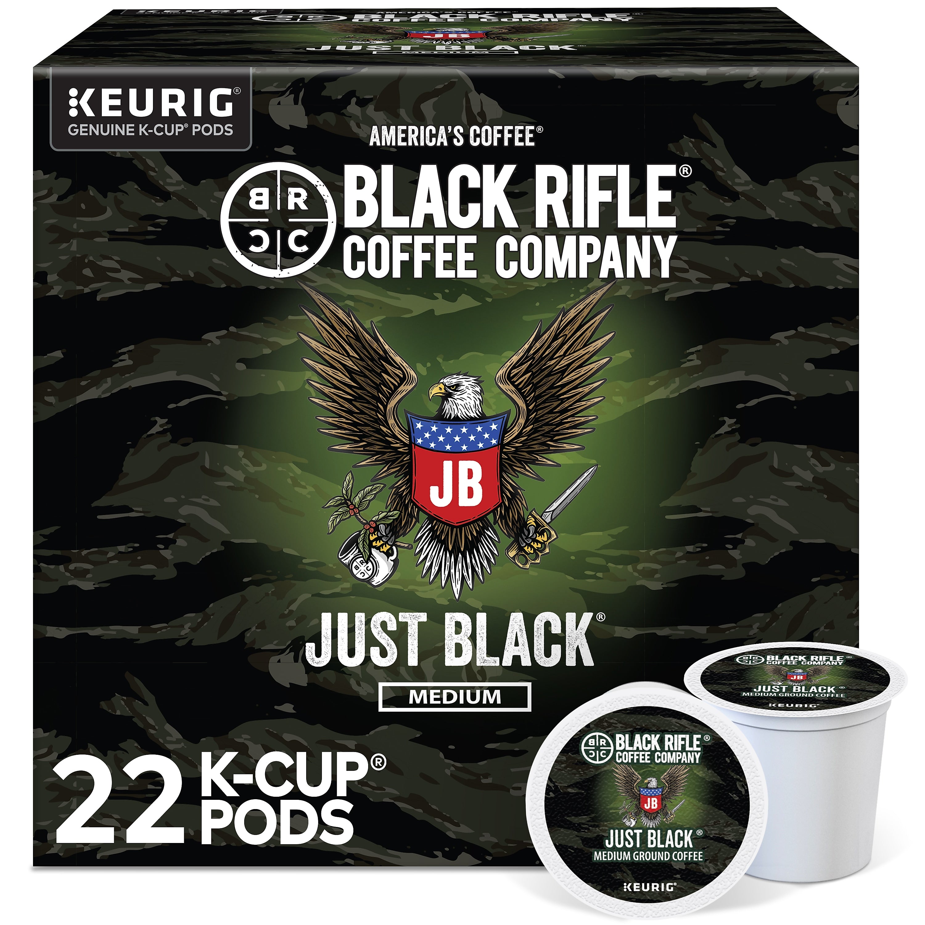 Black Rifle Coffee Company Just Black Coffee Keurig® K-Cup® Pods, Medium Roast, 22/Box (5000384042)