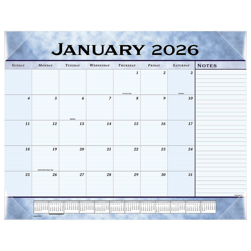 2026 AT-A-GLANCE 21.75" x 17" Monthly Desk Pad Calendar, Slate Blue (89701-26)