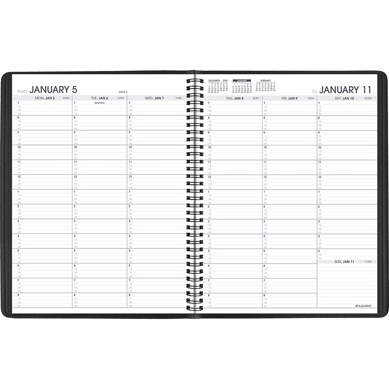 2026 AT-A-GLANCE 8.25" x 11" Weekly Appointment Book, Faux Leather Cover, Black (70-950-05-26)